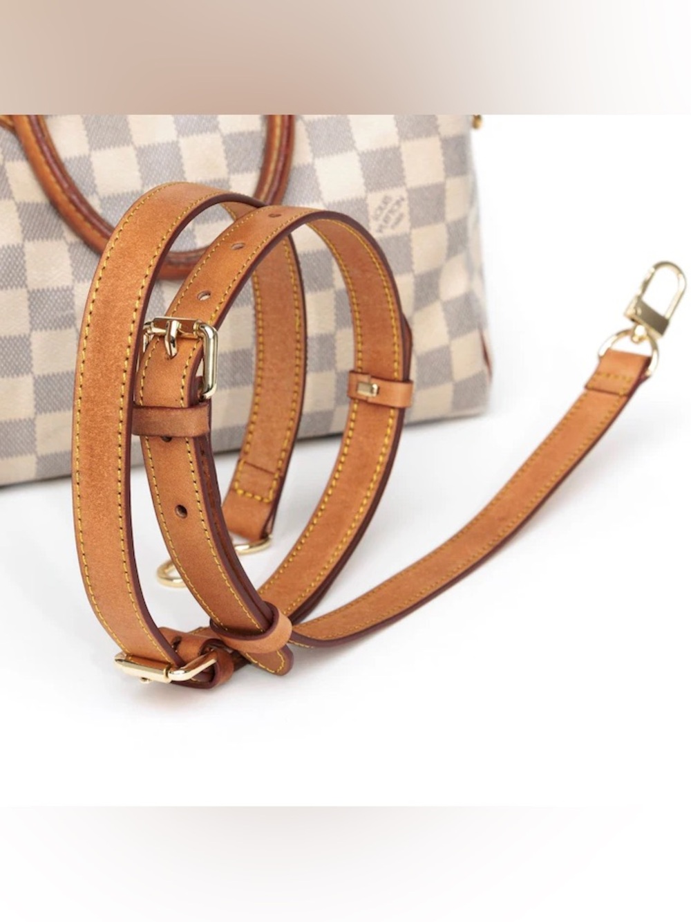 Replacement Vachetta Leather Crossbody Shoulder Strap Honey Patina Gold Hardware - Picture 3 of 4
